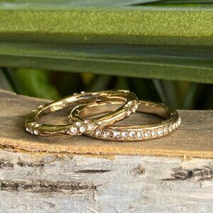 Roma & Rae Stackable Gold Tone Crystal Rings Set Sz 7.5